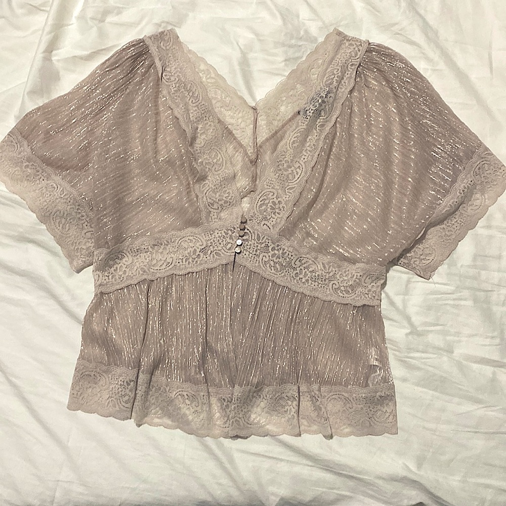 Forever 21 Champagne Sparkle Sheer Top